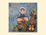 Гобеленовая салфетка Матрешка-зима (32 x 32 см)