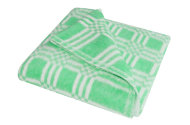 Одеяло байковое взрослое Клетка сложная зеленое (205 x 140 см)
