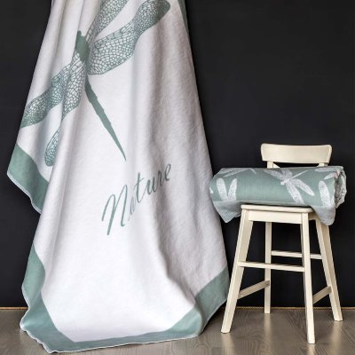 Купить Одеяло байковое взрослое Стрекоза льдистое(212 x 150 см) 