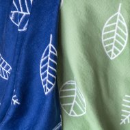 Одеяло байковое взрослое Листья синее (212 x 150 см)