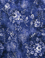 Ткань жаккардовая  Гжель джинса с цветами