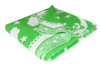 Купить Одеяло байковое детское Кружева зеленое (140 x 100 см) 