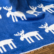 Одеяло байковое взрослое Олени сумеречно синее (212 x 150 см)