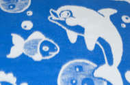 Одеяло байковое детское Дельфины синее (140 x 100 см)
