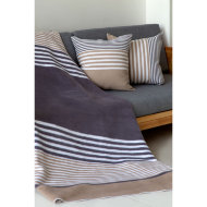 Одеяло байковое взрослое Полосы свинцовое+замша (212 x 150 см)