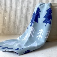 Одеяло байковое детское Елочки серо- синее (140 x 100 см)