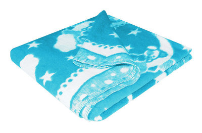 Купить Одеяло байковое детское Кружева голубое (140 x 100 см) 