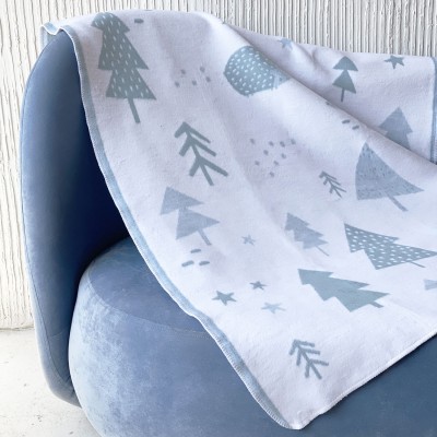 Купить Одеяло байковое детское Зверята серо-синее (140 x 100 см) 