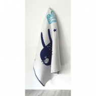 Одеяло байковое детское Зайчик синее+бирюза (140 x 100 см)