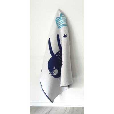 Купить Одеяло байковое детское Зайчик синее+бирюза (140 x 100 см) 