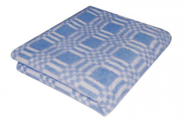 Одеяло байковое взрослое Клетка сложная синее  (140 x 205 см)