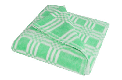 Купить Одеяло байковое взрослое Клетка сложная зеленое (205 x 140 см) 