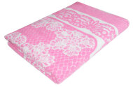 Скидка! Одеяло байковое взрослое Кружева розовое (212 x 150 см)