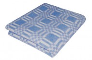 Скидка! Одеяло байковое детское Комбинированная клетка синее (90 x 112см)