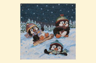 Салфетка декоративная Пингвины на санках