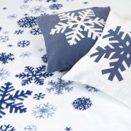 Одеяло байковое взрослое Снежинки синее (212 x 150 см)