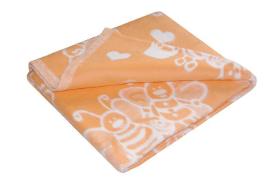 Купить Одеяло байковое детское Пчелки персиковое (118 x 100 см) 