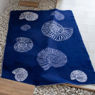 Одеяло байковое взрослое Ракушки синее (212 x 150 см)