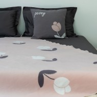 Одеяло байковое взрослое Пионы пудровое (212 x 150 см)