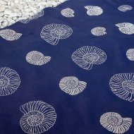 Покрывало Ракушки синее из гобелена с подшивкой (160 x 220 см)