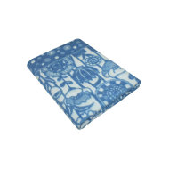 Одеяло байковое взрослое Цветы синее (212 x 150 см)