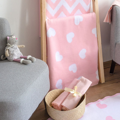 Купить Одеяло байковое детское Сердечки фламинго (118 x 100 см) 