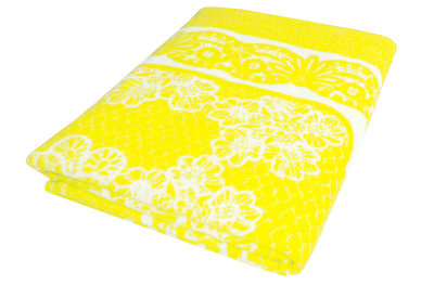 Купить Одеяло байковое взрослое Кружева желтое (212 x 150 см) 