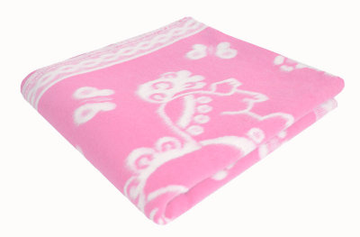 Купить Одеяло байковое детское Цветочные лошадки розовое (118 x 100 см) 