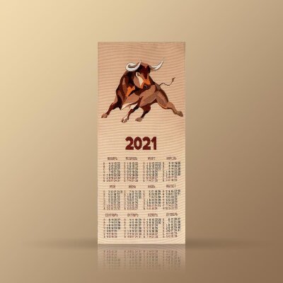 Купить Календарь из гобелена на 2021 год "Красный бык" 