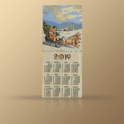 Купить Календарь из гобелена на 2019 год “Рождественская прогулка” (32 х 75 см) 