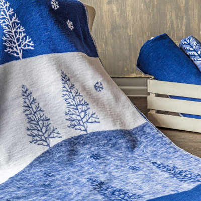 Купить Одеяло байковое взрослое Лес сумеречно синее (212 x 150 см) 