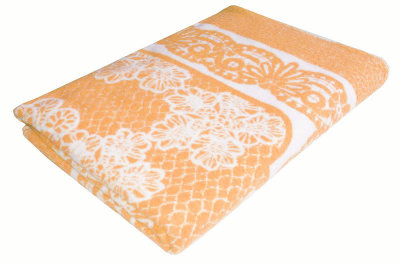 Купить Одеяло байковое взрослое Кружева персиковое (212 x 150 см) 